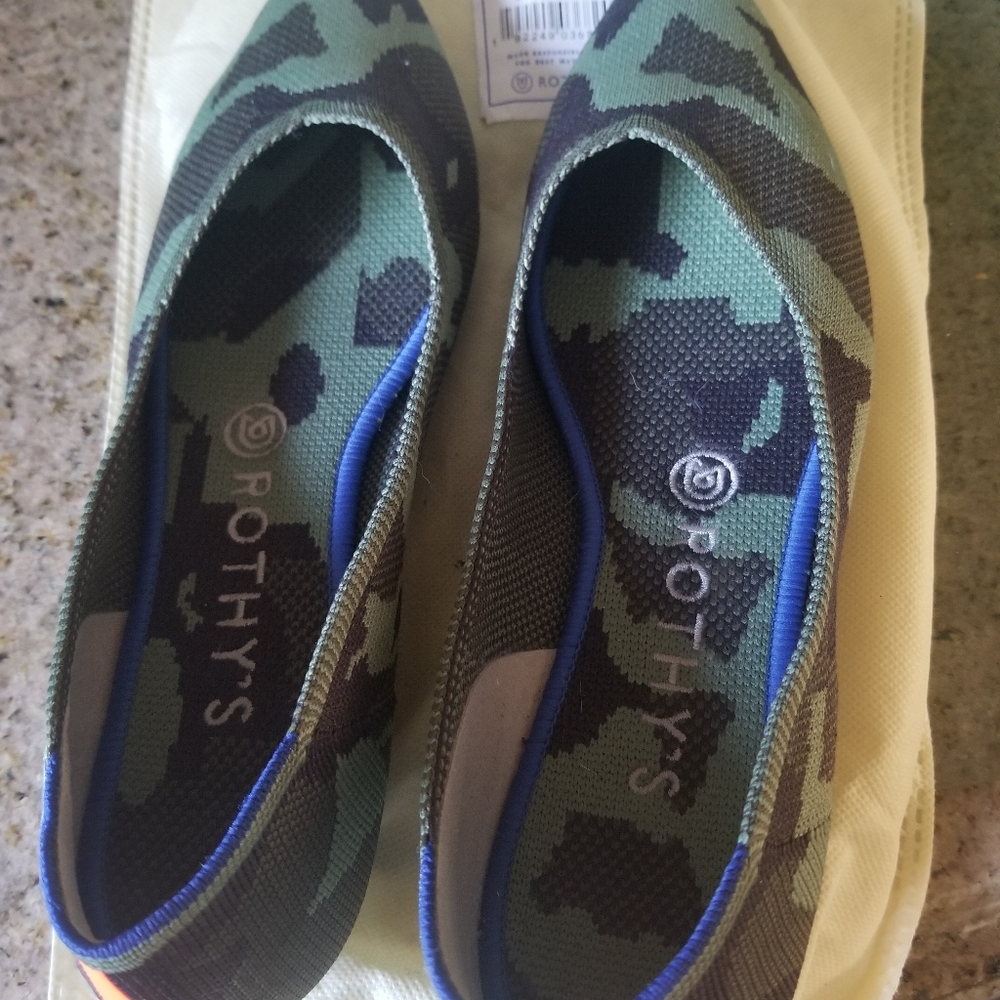 Rothy's shoes green camo flats, 81/2